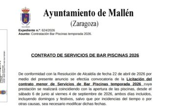 Licitación Bar piscinas Municipales temporada 2026